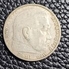 1937 F German Third Reich Hindenburg 2 Reichsmark Silver Coin KM#93  Fine #31407
