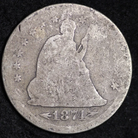 1874-S Seated Liberty Quarter CHOICE FREE SHIPPING E329 T Cover
