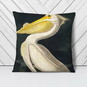Plump Cushion American White Pelican Bird John James Audubon Scatter Pillow - Picture 1 of 12