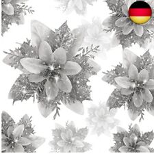 BLAZOR Kunstblumen, Weihnachtsstern Künstlich Deko Blumen, 20 Stück Glitzer D