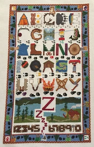 Outdoor Aktivitäten Alphabet Sampler fertig XS auf 28 Ct Ecru Evenweave - GROSS - Bild 1 von 6