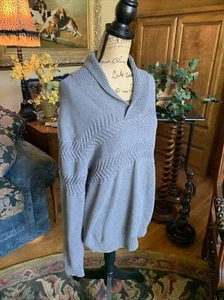 "Para hombre grande gris algodón suéter cuello de cable detalle detalle cuello de cable nuevo 42"" 26""" - Imagen 1 de 12