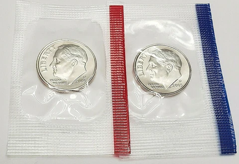 2005 P & D Roosevelt Dime Set (2 Coins)    *MINT CELLO*   **FREE SHIPPING** Cover