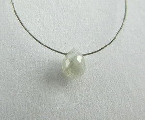 0.21CTS NATURAL GREY WHITE COLOR DROP SHAPE DIAMOND BRIOLETTE BEAD 3.56x2.58 MM - Picture 1 of 6