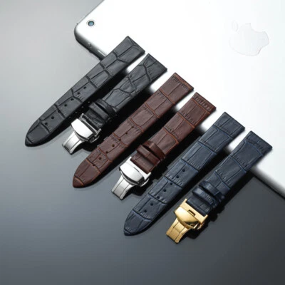 Ultra Thin Genuine Leather Watch Band Strap Replacement 12 14 16 18 20 22 24mm - Image 1 of 4