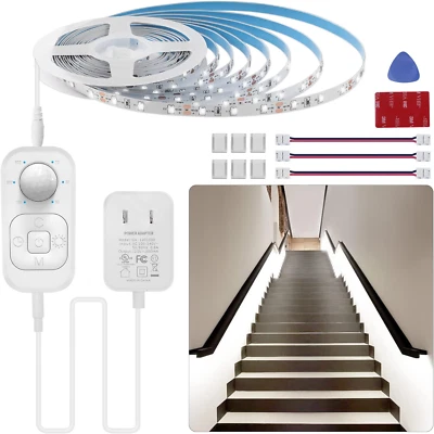 Motion Sensor Lights Indoor Plug-In LED Step Lights Strip with UL FCC Adapter Ti - Image 1 of 4