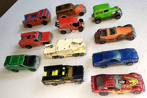 Vintage Lot of 11 1970s Hot Wheels Diecast Cars Trucks Firebird Jaguar + More!
