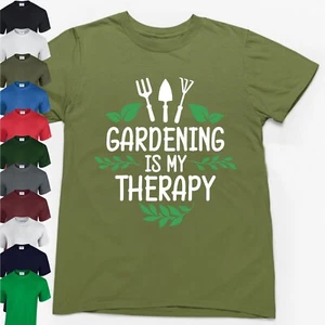 GARDENING IS MY THERAPY T-SHIRT > Funny Novelty Mens Gift Gardener Hobbies Top - Picture 1 of 24