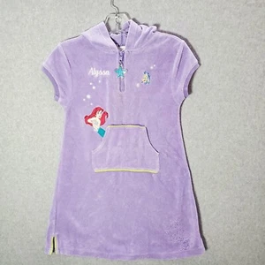 VINTAGE Disney Store Girl Dress M Purple Sweater Little Mermaid 1/4 Zip Hooded - Picture 1 of 8