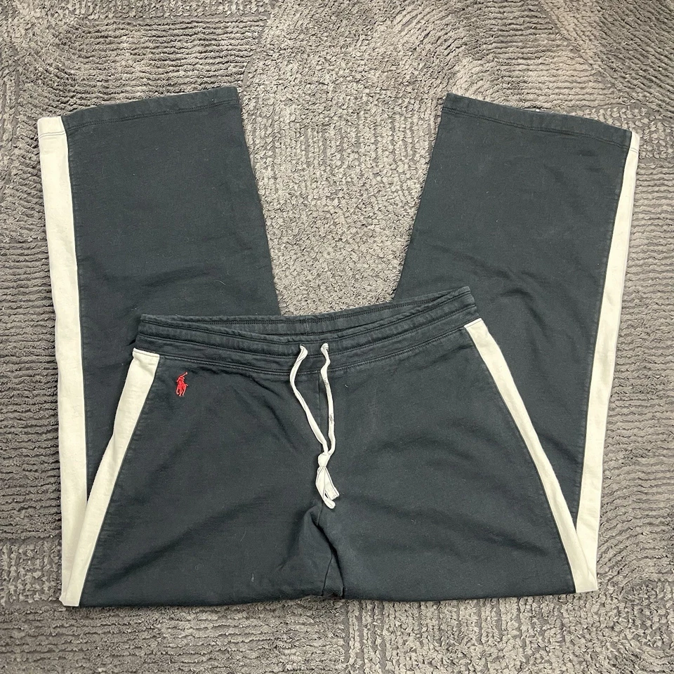 Pantalones deportivos Ralph Lauren para hombre M negros blancos a rayas con cordón logotipo Foto 1 de 4