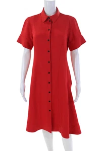 Proenza Schouler Womens Collared Buttoned Short Sleeve A-Line Dress Red Size 6 - Picture 1 of 6