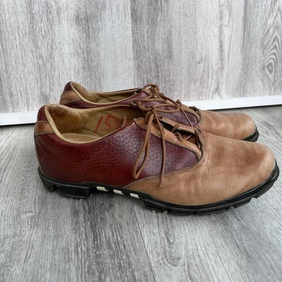 Zapato de golf Adidas Adipure Oxford para hombre talla 8,5 cuero marrón silla de montar Preppy Foto 1 de 4