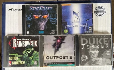 Lot of 5 Vintage PC Games Deus Ex Duke Xtreme Star Craft Out Post 2 Rainbow Six - Image 1 of 4