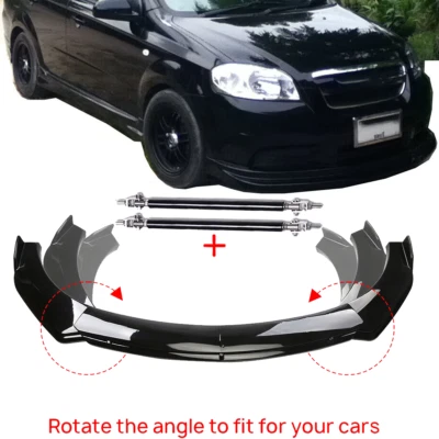 Front Bumper Lip Splitter Spoiler Gloss Black For Chevrolet Aveo Body Kits - Image 1 of 4