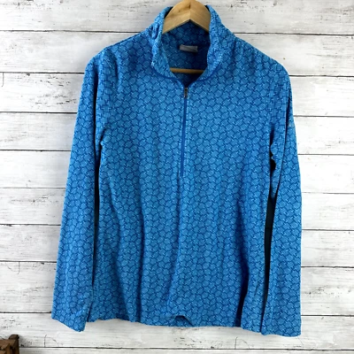 Columbia Mujer Mediana 1/4 Cremallera Azul Ligero Geométrico Foto 1 de 4