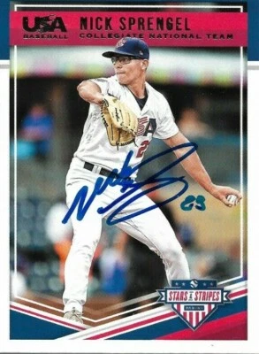 2018 Panini USA Baseball Stars & Stripes Signed #17 Nick Sprengel Tampa Bay Rays - Image 1 of 2