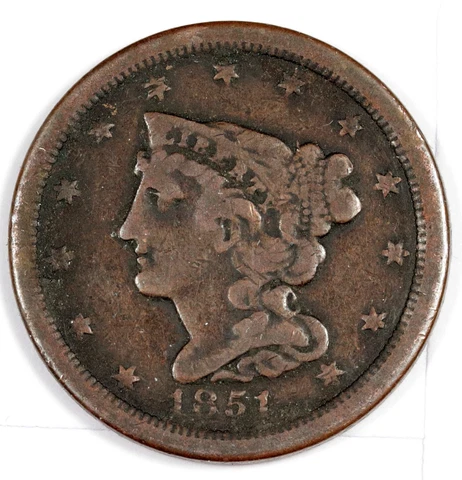 1851 Half Cent.  Natural Uncleaned.  Fine.  182575 Cover