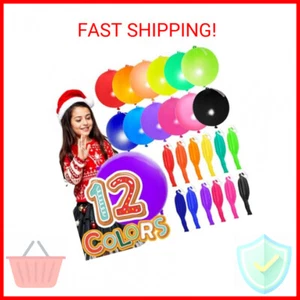 30Pcs Premium Large 18 inches Punch Balloons with Rubber Band, 12 colors randoml - Picture 1 of 2