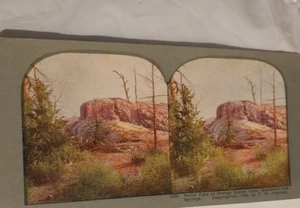 Stereoview ornge geyser cone yellowstone hot springs - Picture 1 of 3