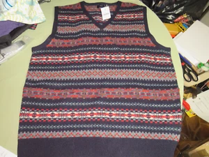 J CREW MENS NWT LAMBS WOOL SZ LG FAIR ISLE SLEEVELESS PULLOVER SWEATER VEST #66 - Picture 1 of 6