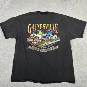 Vtg Harley Davidson Shirt Mens XL Black Faded Motorcycle Gainesville Florida 90s - Picture 1 of 10