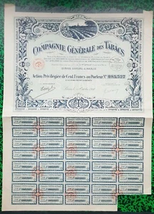 Dépt 75 - Siège à Paris - Très Beau Décor Cie Générale des Tabacs du 15/10/1927 - Picture 1 of 1