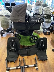 Bugaboo donkey 3 Twin-Black Frame - Grey Melange Black - Professionally Restored - Picture 1 of 6