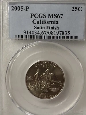2005-P California State California Quarter PCGS MS-67 Satin Finish - Image 1 of 3