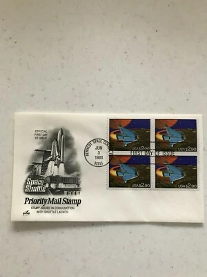  1993  $2.90 Space Vehicle Priority Mail Plate Block of 4 - Artcraft FDC  - Image 1 of 2