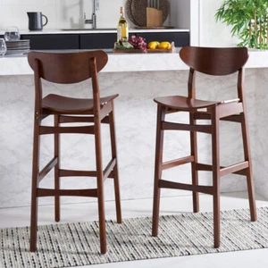 SAFAVIEH Thaxton Bar Stool Set of 2 | Walnut | - Picture 1 of 12