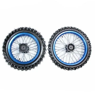 BLUE 12mm 14 Inch Front + 15mm 12 inch Rear Wheel Rim Tyre Tire PIT Dirt Bike - Image 1 of 4