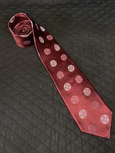 DKNY Geometric Pattern TIE 100% Silk AOP Maroon Donna Karan Necktie 58 / 3.5 NWT - Picture 1 of 7