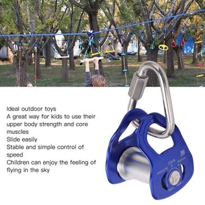 Sliding Pulley Blue Aluminum Alloy Zipline Pulley For Obstacle Course GH - Picture 1 of 23