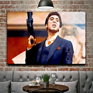 SCARFACE C Al Pacino Tony Montana Crime Drama Movie Office Wall Poster Canvas - Picture 1 of 6