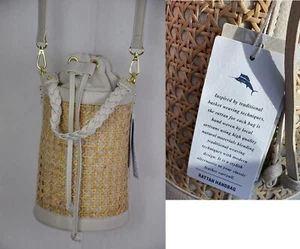 Bolso de mano tejido de ratán Tommy Bahama convertible en topo nuevo con etiquetas - Imagen 1 de 3