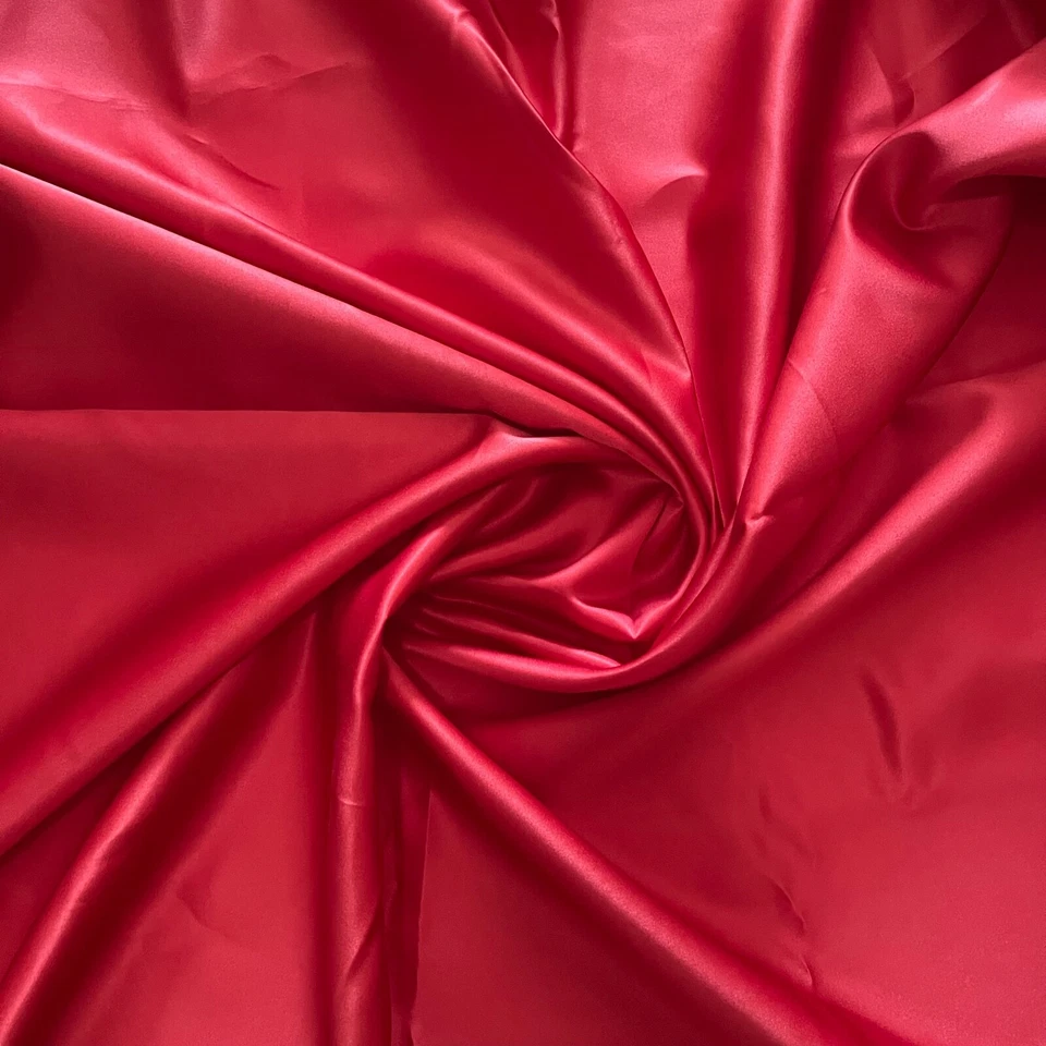 Solid Print Red Solid Shiny Satin Fabric - By the Yard - Image 1 of 1