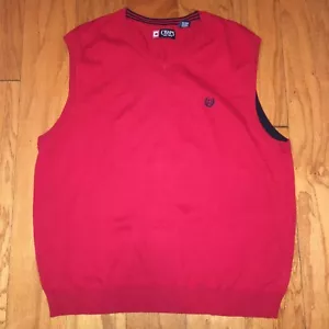 Chaps Sweater Vest Men's Red V-Neck Sleeveless Shirt 100% Cotton Crest Size XL - Picture 1 of 6