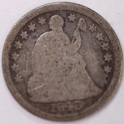 1843 Seated Half Dime, Net Good Circulated Coin, Store #M843.01 - Image 1 of 2