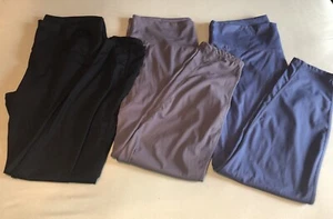Women's 2XL Hi Quality Leggings 3 Pair Lot Black Gray Slate Blue Good Pre-owned - Picture 1 of 10