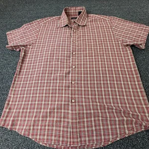 Van Heusen Dress Shirt Red Plaid Short Sleeve Mens Size Large 16-16.5 - Picture 1 of 11