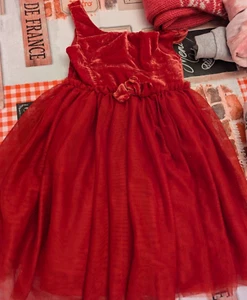 H&M Swirly Red Party Dress velvet Body, Tulle Skirt Size 6-7 Years Excellent! - Picture 1 of 9