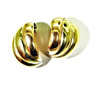 9ct 9k Gold Tri Colour Hoop Earrings - Picture 1 of 2