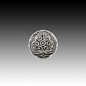 Vintage Glass Button Silver with Filigree Pattern 13mm 40002008 - Picture 1 of 1