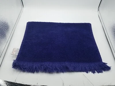 Toalla de mano Royal Velvet azul sólido 100 % algodón flecos rectangular hecha en EE. UU.  Foto 1 de 4