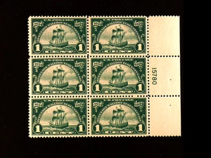 614 HUGUENOT-WALLOON Ship "Nieu Nederland 1 cent MNH Plate Block XF- SUP +++L@@K - Picture 1 of 1
