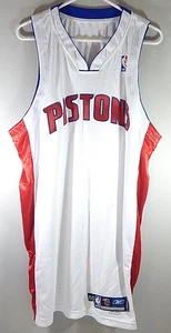 2004-05 Detroit Pistons Reebok Team Issued Blank Jersey White Stained 50 +4" - Picture 1 of 6
