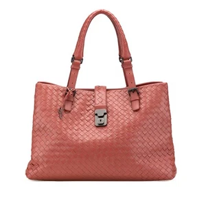 Authenticated Bottega Veneta Medium Nappa Intrecciato Roma Tote Red - Picture 1 of 16