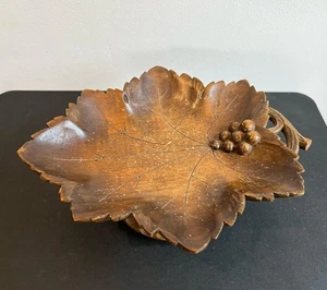 Antique German Black Forest Hand Carved Music Box and Wooden Fruit Bowl Brahm's - Picture 1 of 8