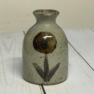 Jarrón pequeño vintage Knobler Japón cerámica gres moteado - Imagen 1 de 7