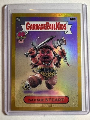 2025 Topps GPK 40th Garbage Pail Kids GOLD Savage Stuart #60b 02/50 🔥 - Image 1 of 2